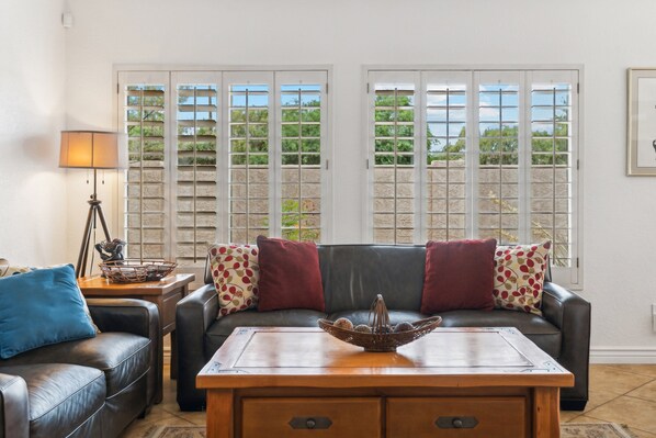 Televisión, chimenea y monitor de computadora 