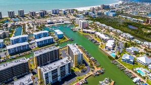 Aerial view - Beachfront Condo Offers Fun and Sun At Bargain Price! PET FRIENDLY! (Fort Myers Beach)