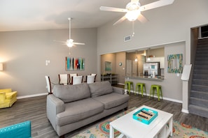 Lovely living area with high ceilings