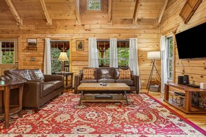 Fernseher, Kamin, DVD-Player, Bücher