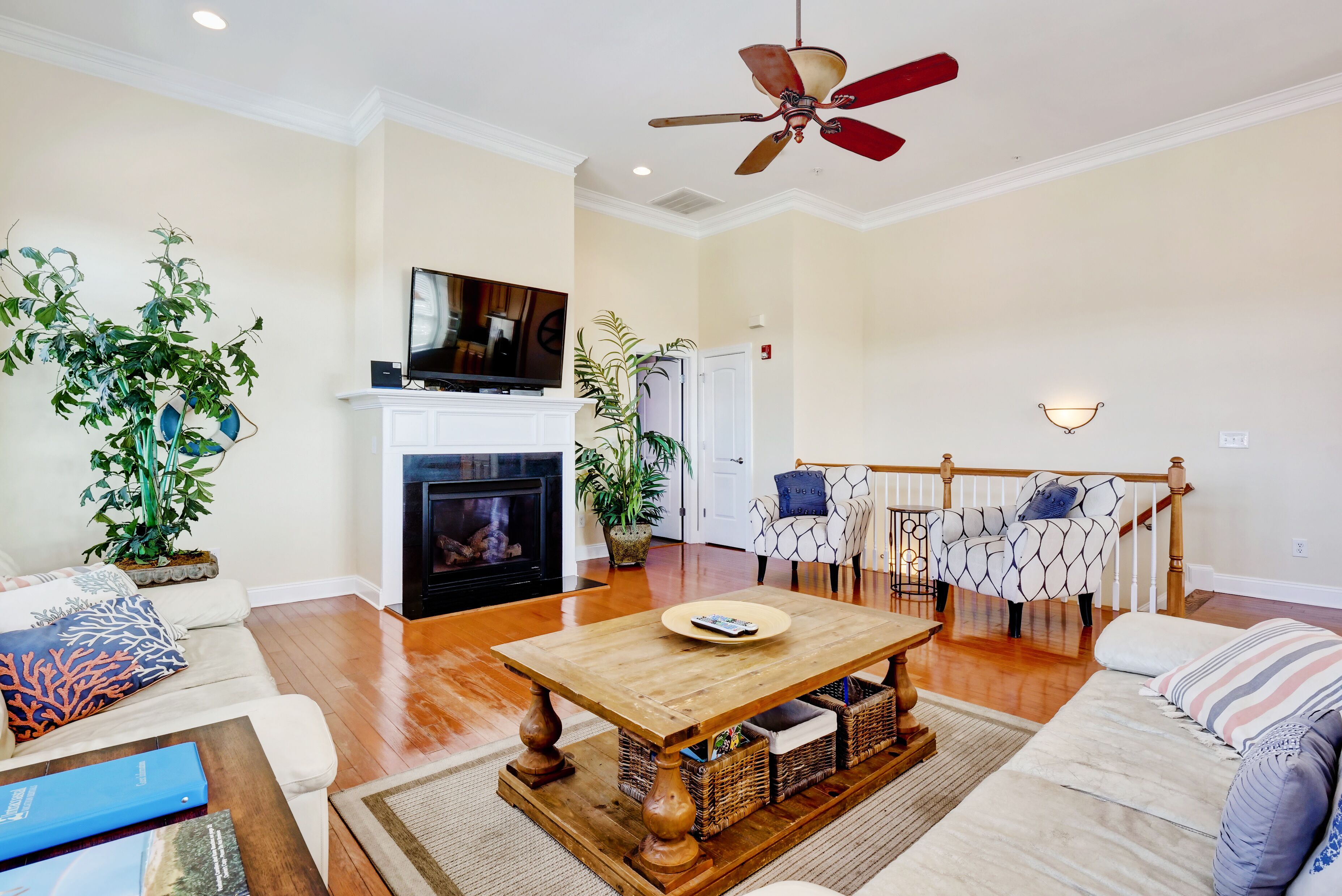 Télévision, cheminée, lecteur de DVD