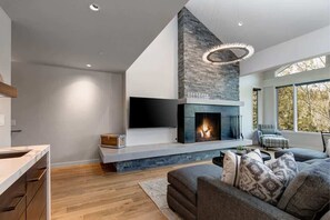 TV, fireplace, offices