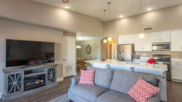 TV, fireplace, offices