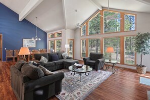 Televisie, een open haard en een dvd-speler