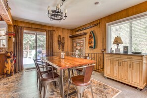 Enjoy meals in this well-appointed dining area with a large table and comfortable seating.