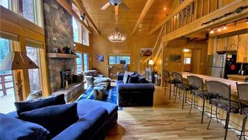 TV, fireplace, DVD player, books