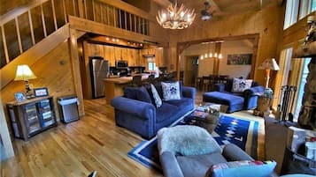 TV, fireplace, DVD player, books