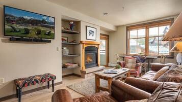 Smart TV, fireplace, DVD player