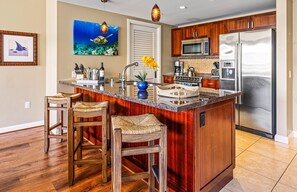 Fridge, microwave, oven, stovetop - Maui Resort Rentals: Honua Kai Hokulani 549 -  5th Floor Interior 2BR w/ Full Ocean Views (Lahaina)