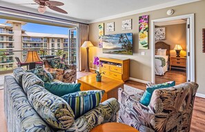 TV, DVD player, stereo - Maui Resort Rentals: Honua Kai Hokulani 549 -  5th Floor Interior 2BR w/ Full Ocean Views (Lahaina)