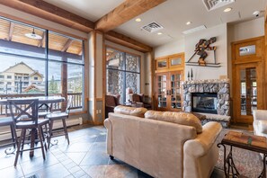 TV, fireplace, DVD player, books