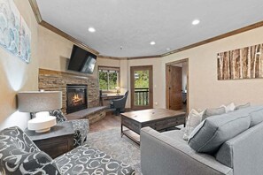 TV, fireplace - Experience the Village at Breckenridge Chateaux 1023: Resort Amenities! (Breckenridge)