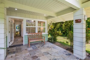 Terrace/patio - Hale Alealea Beach House, one house back from Kepuhi Beach. (Haena)
