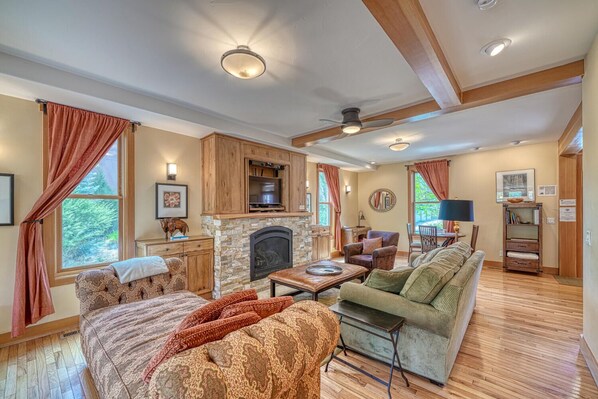 TV, fireplace, DVD player