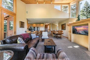 TV, fireplace, ping pong, books