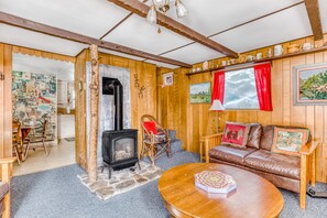 TV, fireplace, DVD player, books