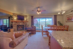 TV, fireplace, offices