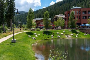 Enjoy serene lakeside views and stroll along the paved walkway.