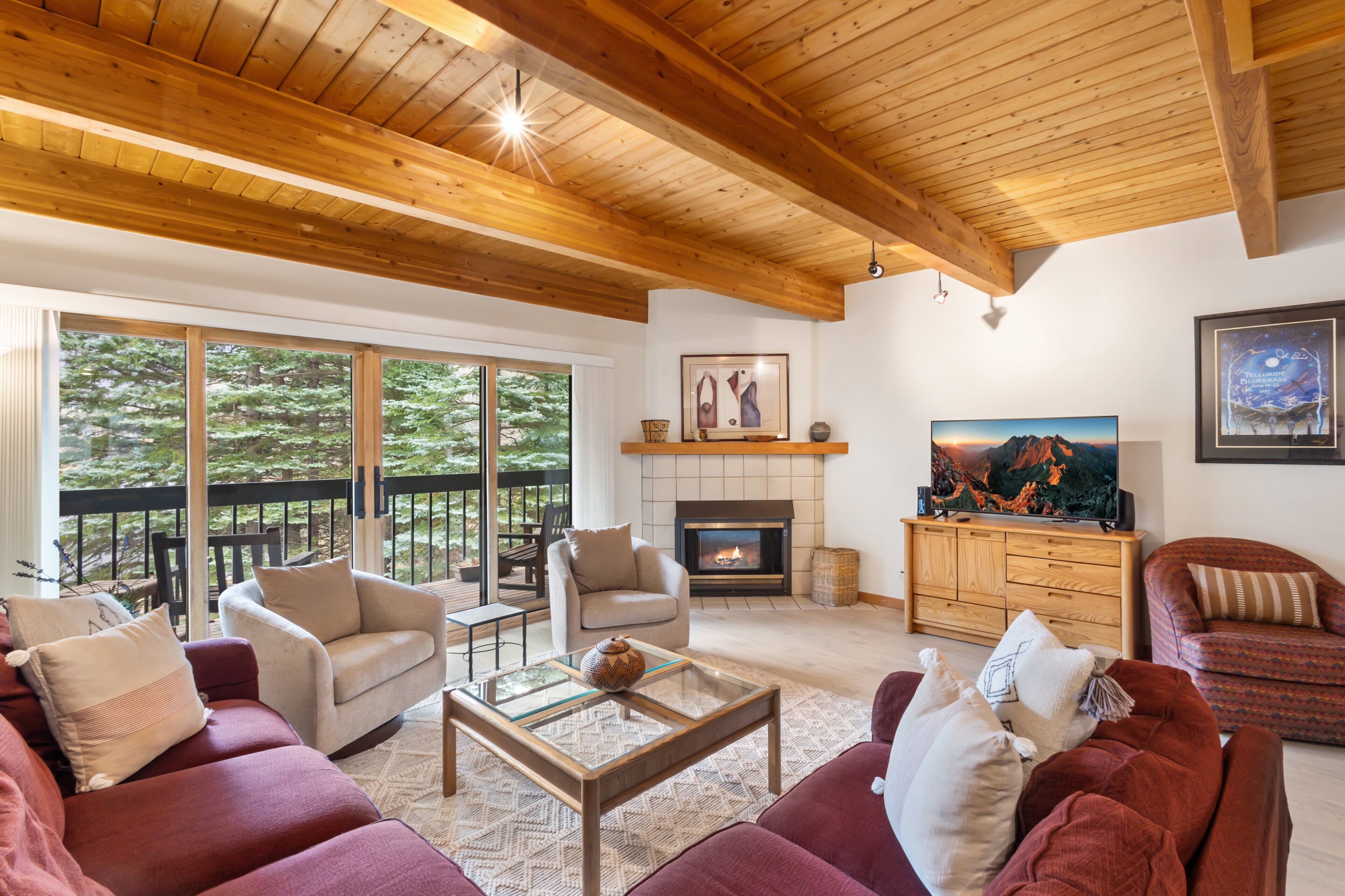 Fernseher, Kamin, DVD-Player