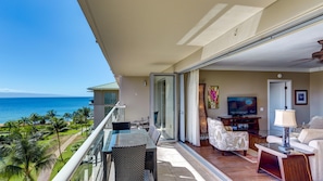 Watch the whales play from this spacious lanai with outdoor seating