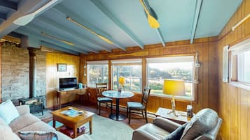 TV, DVD player, books, video library