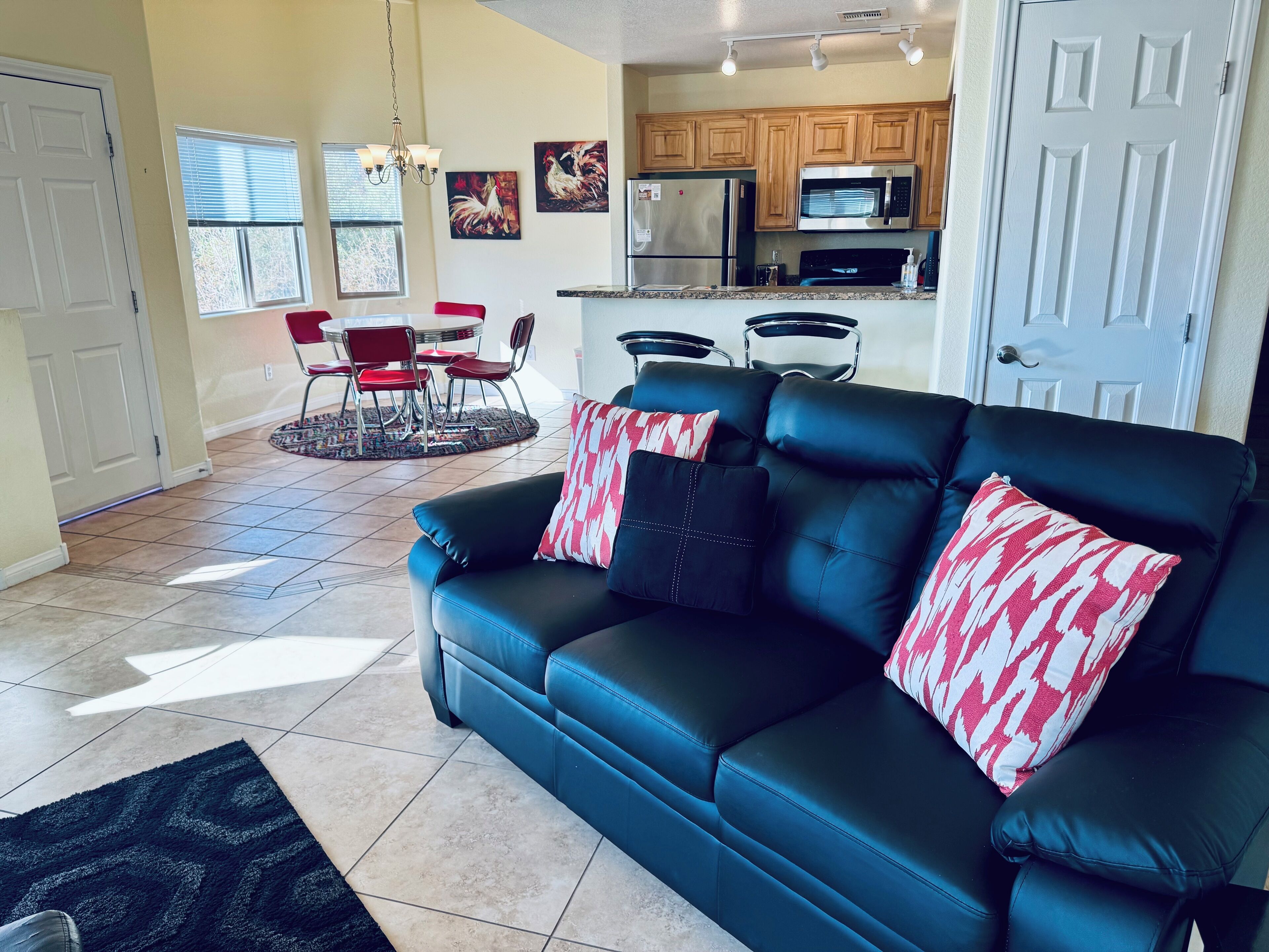 Flat-screen TV, DVD player