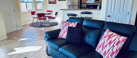 Flat-screen TV, DVD player