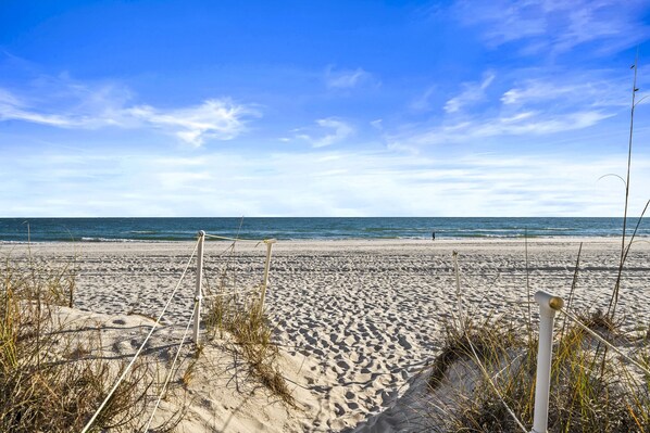 Enjoy a serene beach experience with access to the ocean.