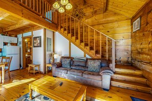 TV, fireplace, DVD player - Romantic & Dog-Friendly Log Cabin in the Woods with Private Hot Tub (Sautee Nacoochee)