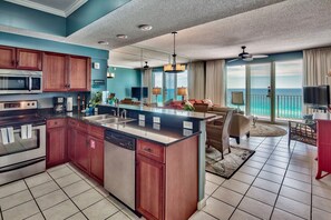 Fridge, microwave, oven, dishwasher