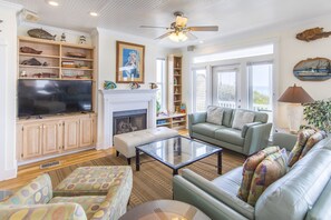 TV, fireplace, DVD player