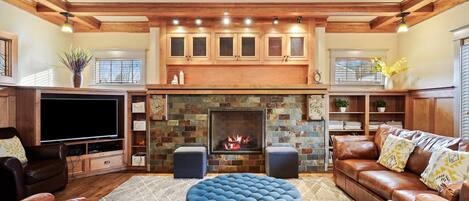 電視、壁爐、電子遊戲、DVD 播放機