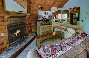TV, fireplace, DVD player