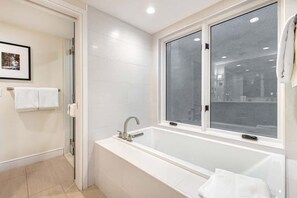 Shower, hair dryer, shampoo