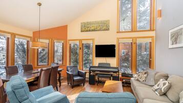 TV, lareira, DVD player