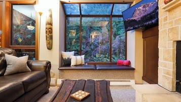Smart TV, fireplace, foosball, offices
