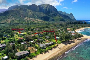 Aerial view - Haena Sunrise, Great Mountain & Waterfall Views,  2-Minute Walk to Beach (Haena)