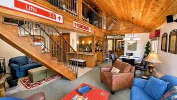 TV, fireplace, DVD player, video library