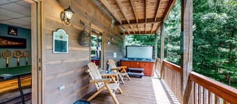 Dog-Friendly Forest Cabin with Hot Tub, Shared Pool, Game Room, Two Decks