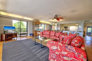 TV, DVD player, stereo