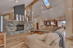 TV, fireplace, table football, books - Bitter Brush- Luxury 4BR Hot Tub- Pool Table- Ski Shuttle- Pet Friendly (Truckee)