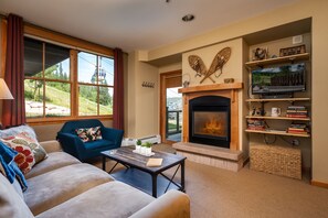 Smart TV, chimenea y reproductor de DVD 