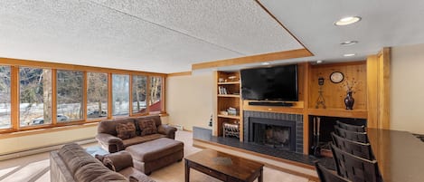 TV, fireplace, DVD player