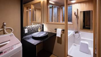 Japanese Town Style House | Bathroom | Separate tub and shower, free toiletries, hair dryer, slippers