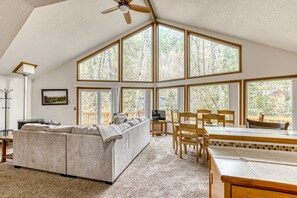 TV, DVD player, books, video library