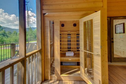 Charming Getaway with Private Hot Tub, Sauna, & Pretty Mountain Views