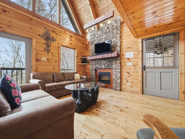 TV, fireplace, video games