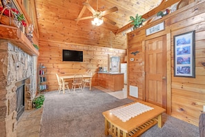 TV, fireplace, DVD player