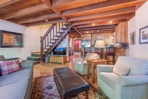 Smart-TV, Kamin, DVD-Player, Bücher