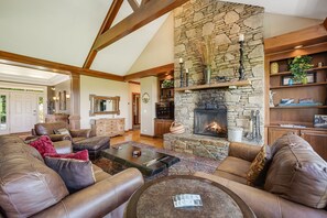 TV, fireplace, DVD player, books